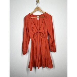 L* Space Feelin Fine Coverup Dress Medium M Cutout Poppy Orange